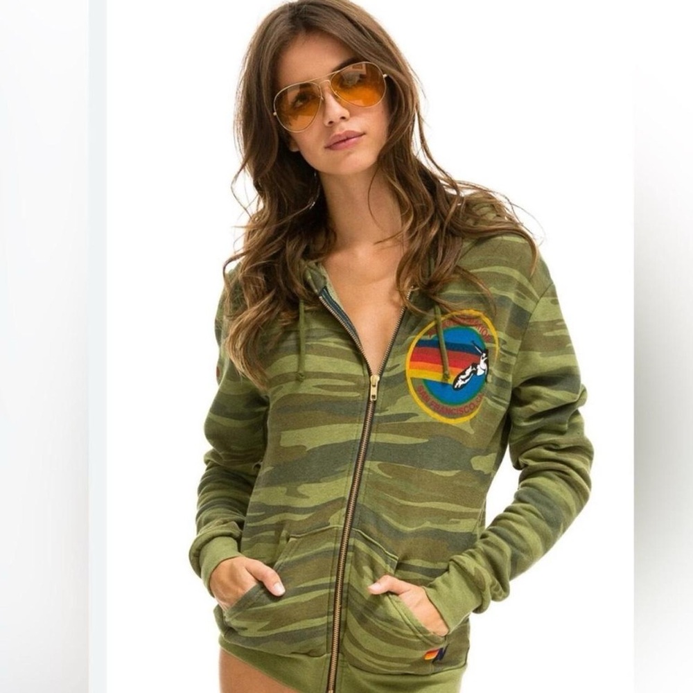 🌈 AVIATOR  NATION 🌈 GREEN CAMO HOODIE XS